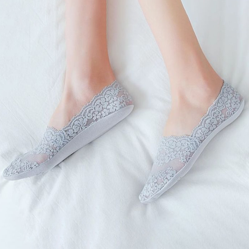 Čarape za čipke za žene u proljeće i ljeto, tanke, nisko izrezane, plitke usta nevidljive čarape, silikonski anti -kliz